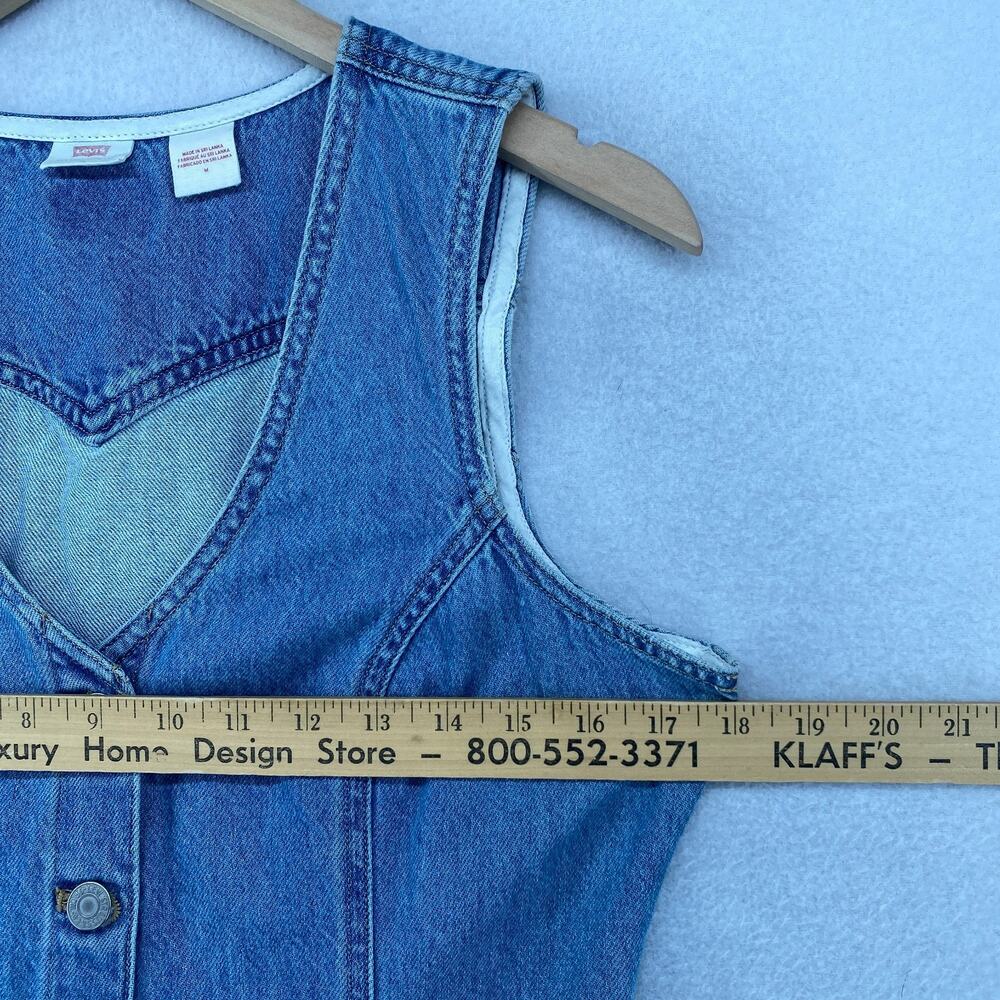 LEVIS Dress M Vianna Vest Overall Jumper Bib Button Front Denim Cotton Blue - Picture 14 of 15
